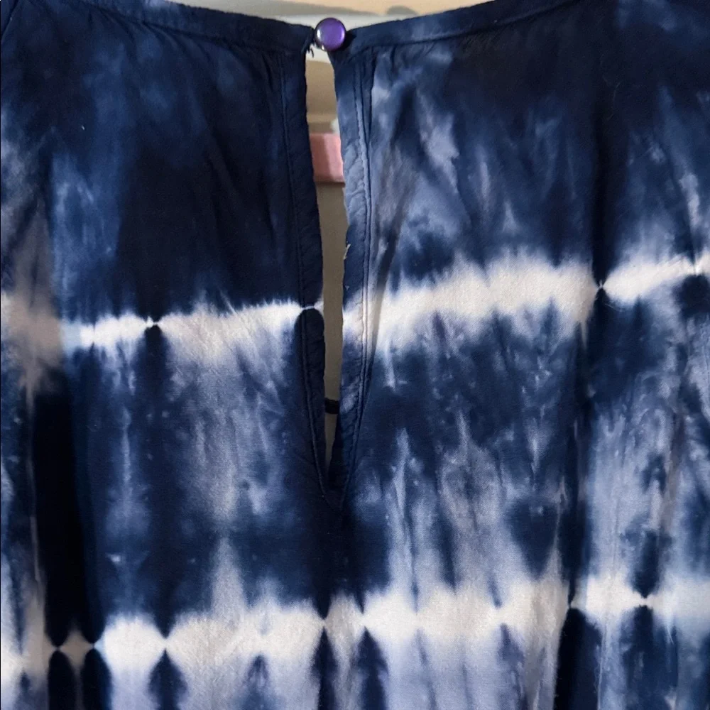 Justice Kids Girls Navy Blue Tie-Dye Lace-Up Tunic Romper Jumpsuit 12